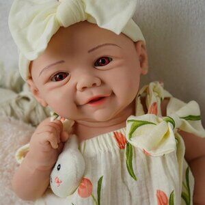 16.5 inch Realistic Full Body Silicone Open Eyes Newborn Leilani-ivory Baby Girl